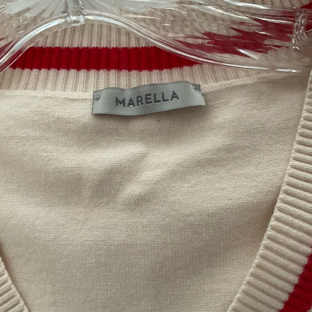 MARELLA Cream Sweater with Red Accents - Picture 2 of 2